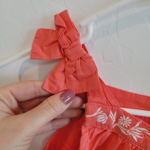 NWOT Rachel Zoe Bow Strap Embroidered Coral Shirt Size 3T - Picture 7 of 9